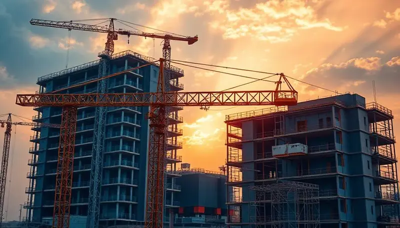 Large mobile crane on a construction site in Egypt, symbolizing crane rental services.